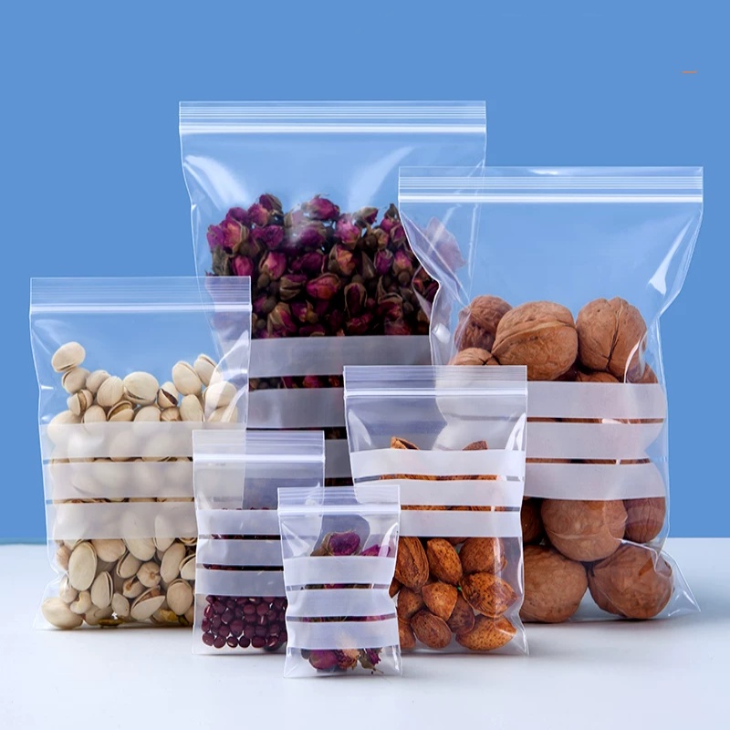 200PCS Clear PE Writing Ziploc - Food Snacks Label recension och pris