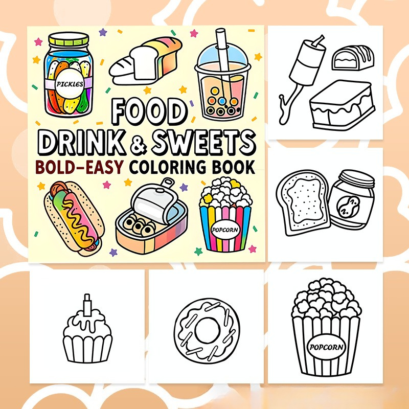 Food Drink & Sweets Bold Easy  - Food And Snacks Coloring Book Bold And Easy recension och pris