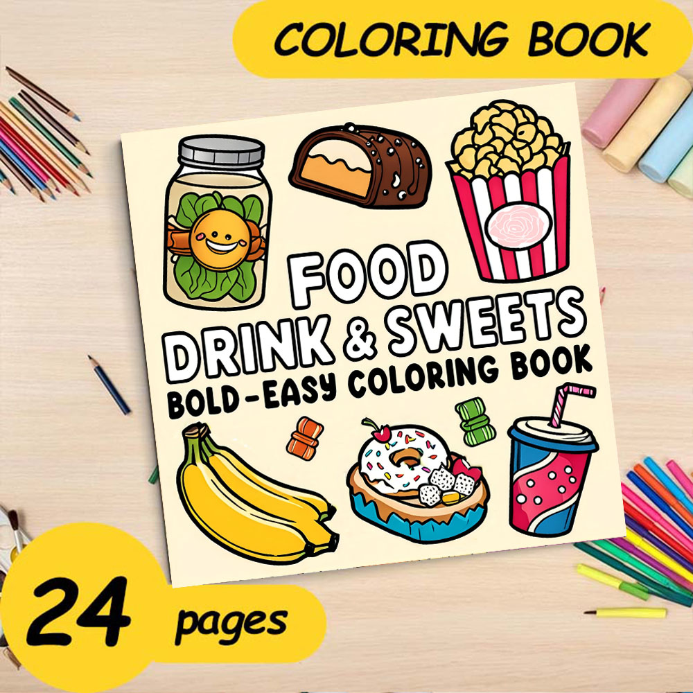 FOOD DRINK & SWEETS BOLD-EASY  - Food And Snacks Coloring Book Bold And Easy recension och pris