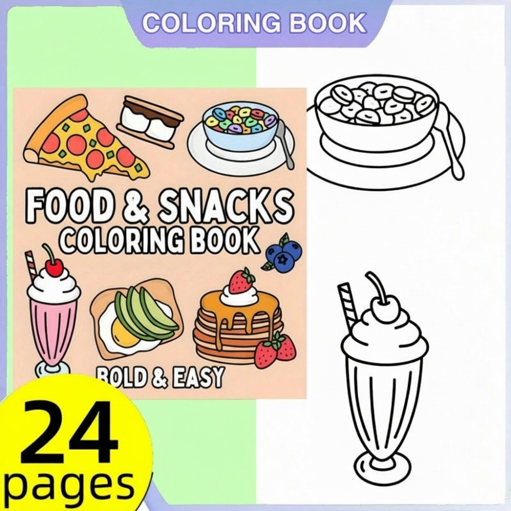 Food and Snacks Coloring Book  - Food And Snacks Coloring Book Bold And Easy recension och pris