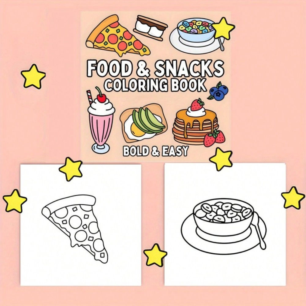 Food and Snacks Coloring Book  - Food And Snacks Coloring Book Bold And Easy recension och pris