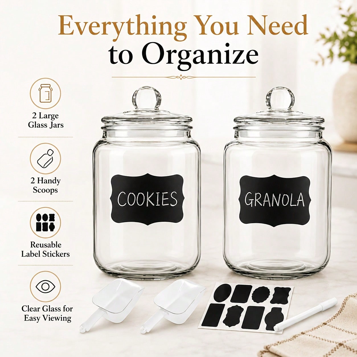 2-Piece Set Of Glass Storage J - Food Snacks Label recension och pris