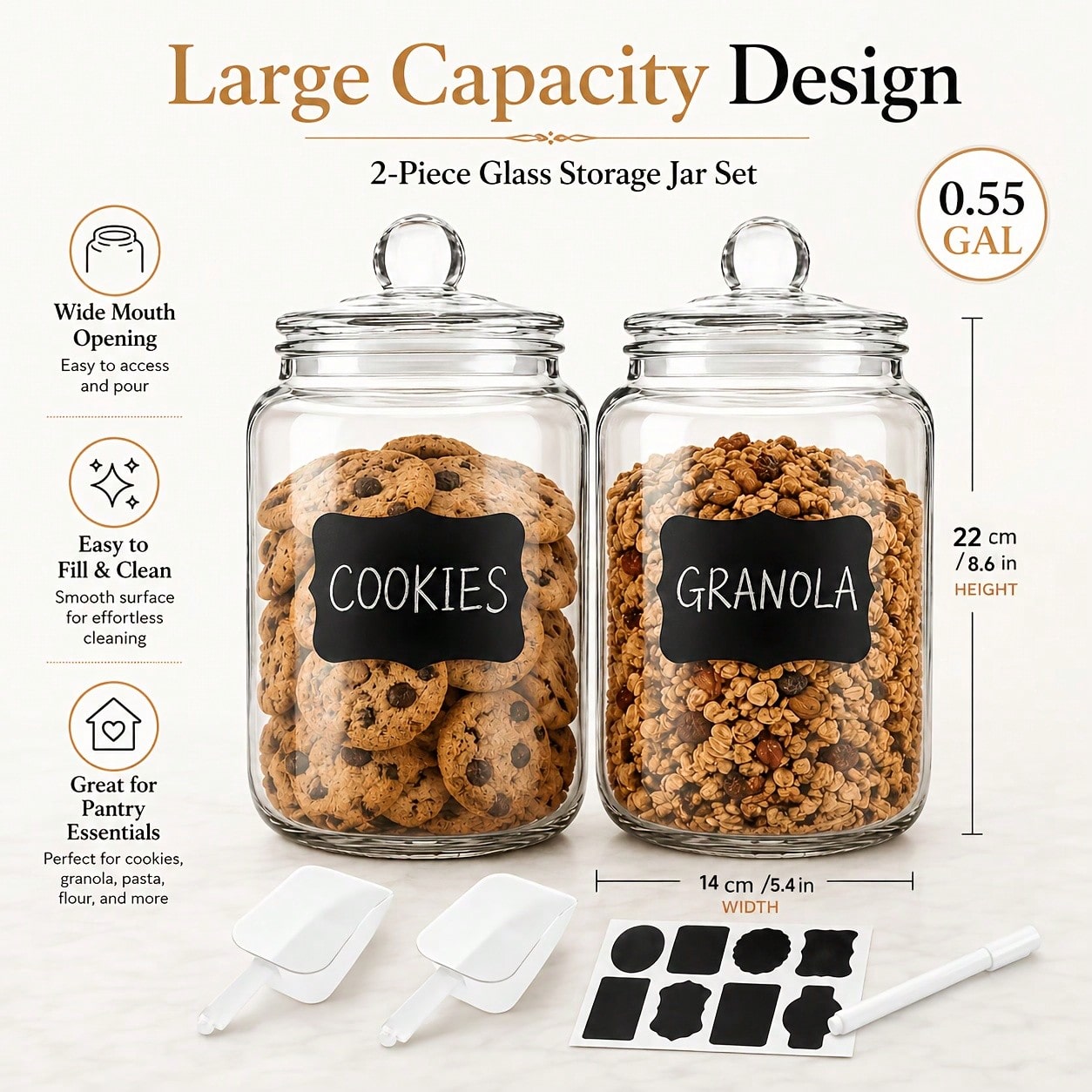 2-Piece Set Of Glass Storage J - Food Snacks Label recension och pris