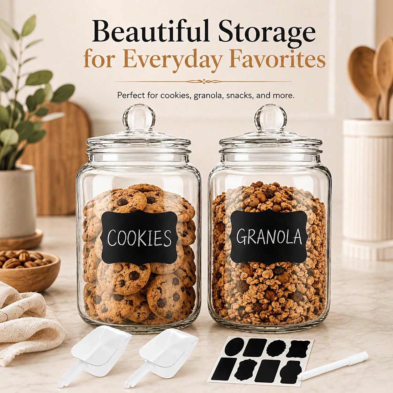 2-Piece Set Of Glass Storage J - Food Snacks Label recension och pris