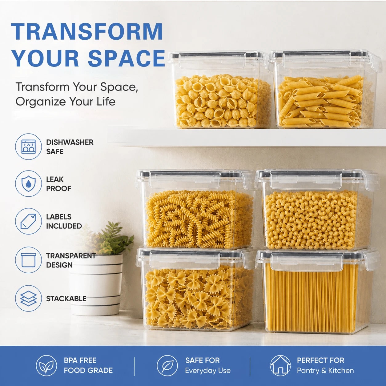 8PCS Airtight Food Storage Con - Food Snacks Label recension och pris